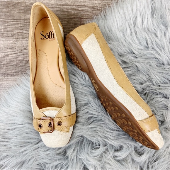 Sofft Shoes - Sofft Padua Linen Tweed and Leather Belt Flats